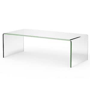42 in. x 19.7 in. Clear Rectangle Glass Coffee Table with Rounded Edges