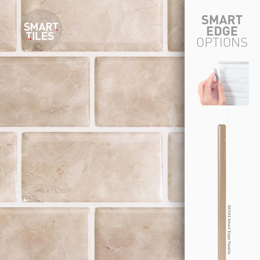 Beige Marble Peel and Stick Subway Backsplash Tiles