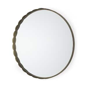 Adelaide 30 in. W x 30 in. H Gold Metal Round Mirror with Scalloped Edge