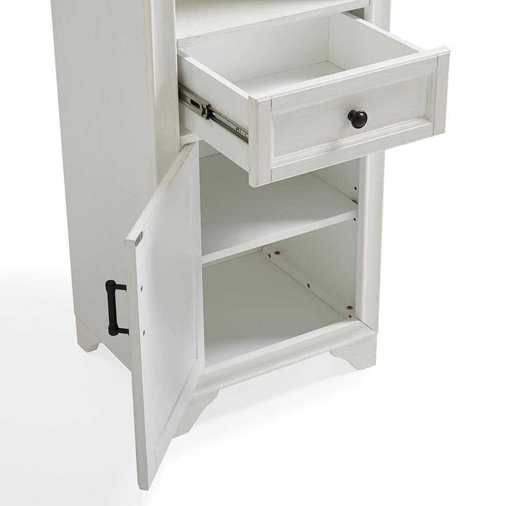 Tara White Linen Cabinet with Adjustable Metal-Hardware Shelving
