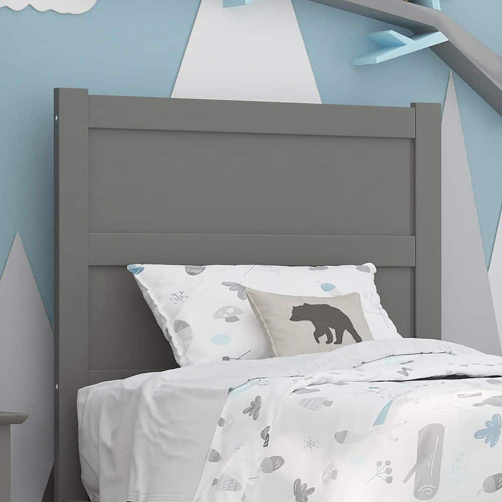 AFI NoHo Solid Wood Twin Mid-Century Headboard with USB Charging Station in Gray