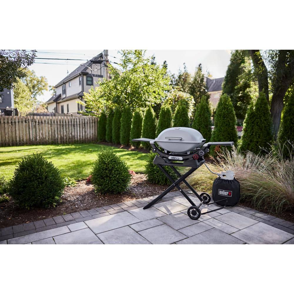 Black Portable Grill Cart with Wheels