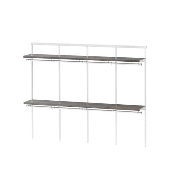 Everbilt Genevieve 6 ft. Gray Adjustable Closet Organizer Long and Double  Hanging Rods with Double Shoe Rack and 6 Shelves 90537 - The Home Depot