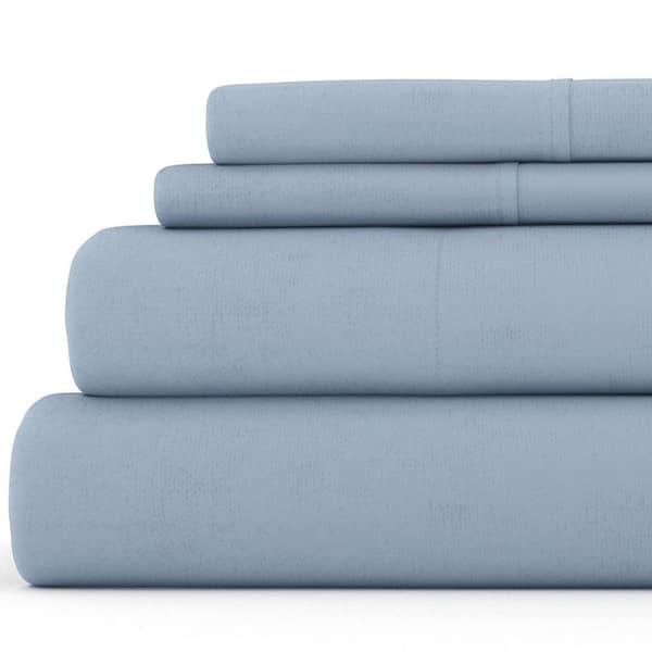 Premium 4-Piece Light Navy Ultra Soft Flannel King Sheet Set