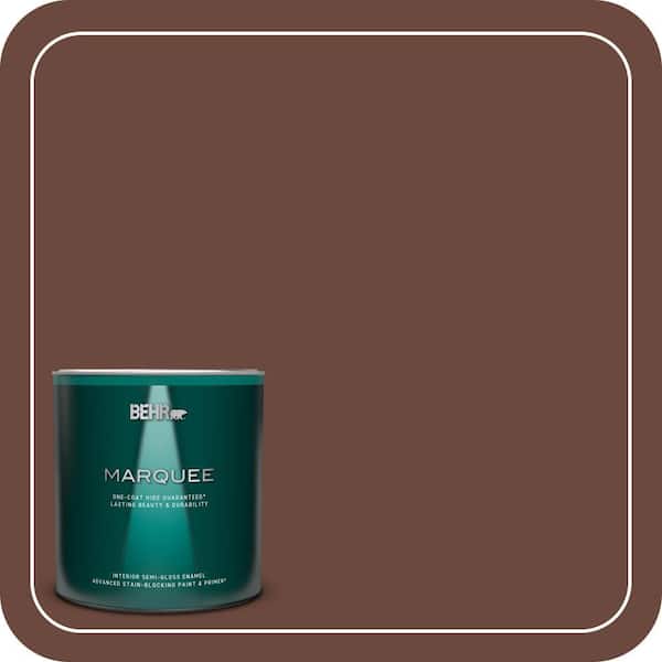 BEHR MARQUEE 1 qt. #BXC-45 Classic Brown Semi-Gloss Enamel Interior Paint & Primer