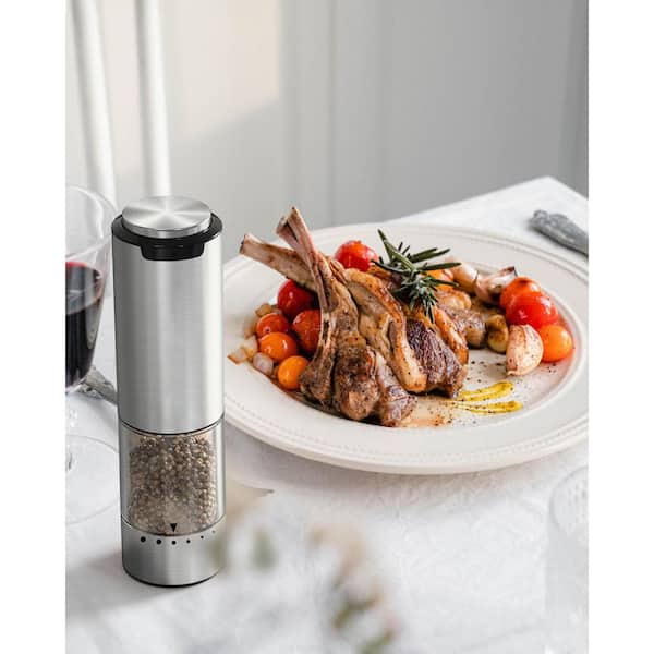 Electric Salt and Pepper Grinder Set of 2 Battery Operated Stainless