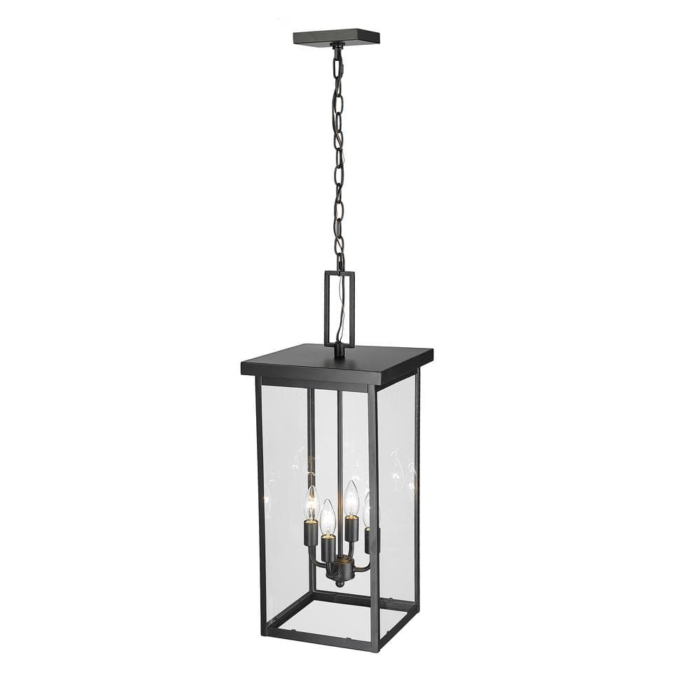 Barkeley Black Powder Coated Glass Outdoor Pendant Light