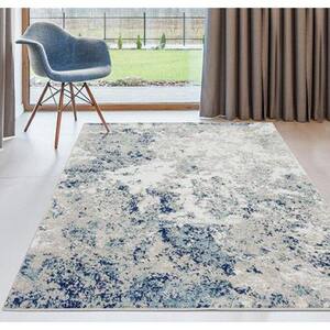 Beverly Collection Ivory 5x7 Rustic Abstract Polypropylene Area Rug