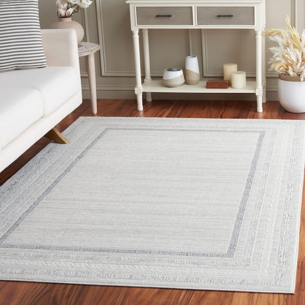 Hanna Ivory/Gray 4 ft. x 6 ft. Modern Border Area Rug