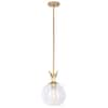 Alsy Escapes 60-Watt 1-Light Brushed Gold Shaded Pendant Light with Globe Clear Glass Shade, No Bulbs Included 24274-000