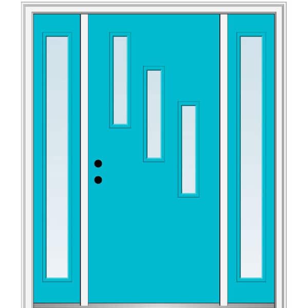 MMI Door 64.5 in. x 81.75 in. Davina Right-Hand Inswing 3-Lite Clear Low-E Painted Fiberglass Prehung Front Door with Sidelites