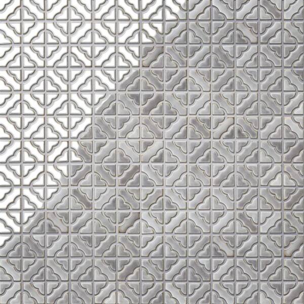Hudson Tower Grey Eye 12 in. x 12 in. Porcelain Floor and Wall Mosaic Tile (10.2 sq. ft. /Case)