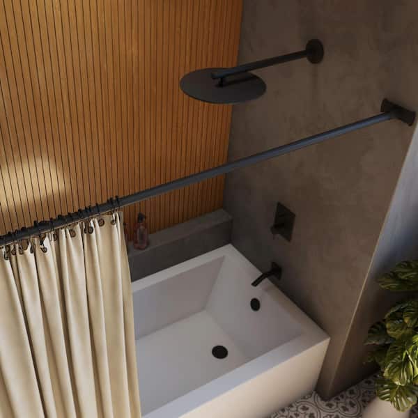 Linea 60 in. L Brass Tarnish Resistant Single Straight Shower Curtain Rod in Matte Black