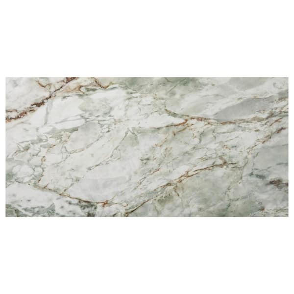 Montari Green Sky 4 in. x 0.35 in. Marble Look Polished Porcelain Floor and Wall Tile Sample