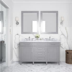Sonoma 60 in. W x 22 in. D x 34 in H Bath Vanity in Pebble Gray with White Carrara Marble Top