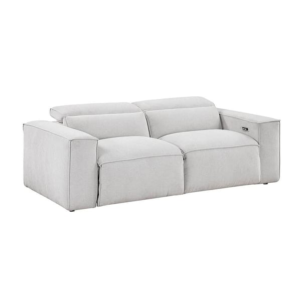Dominic 90 in. W Light Gray Microfiber 2-Seater Power Double Reclining Loveseat with Power Headrests