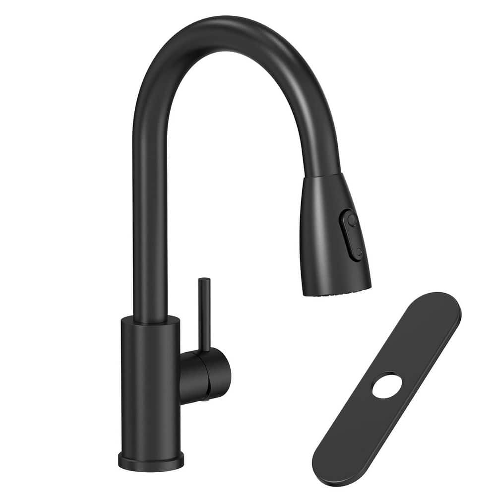14.96 in. Single Handle Pull Down Sprayer Kitchen Faucet with 2-Spray 360° Spout Swivel in Spot Resist Matte Black price history on PriceWatchPro