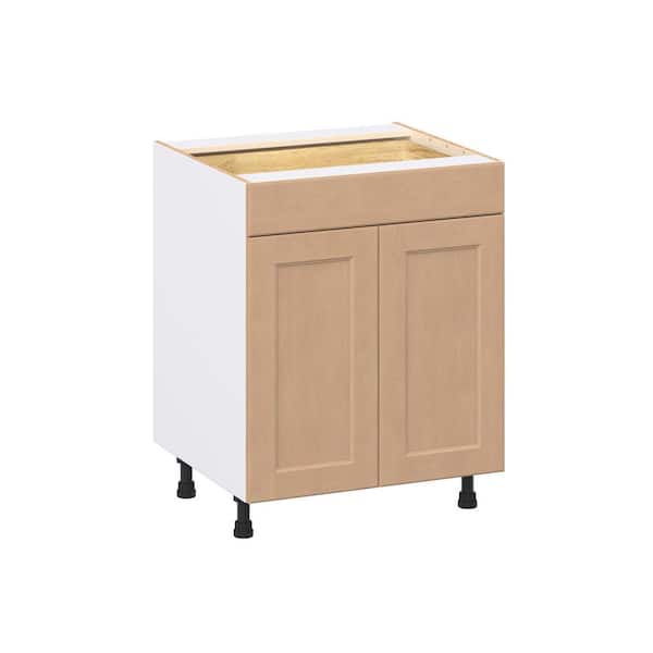 J COLLECTION Lakewood 27 in. W x 24.5 in. D x 34.5 in. H Assembled Shaker Base Kitchen Cabinet in Sugar Cookie with Drawers