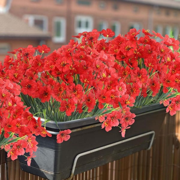 13 in. Red 24-Bundles Artificial Other Flowers for Outdoors