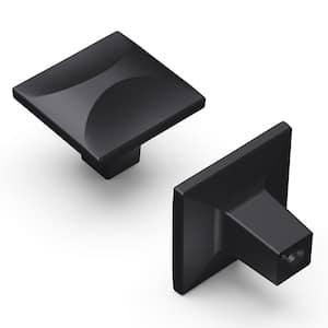 Crest Collection Knob 1-1/4 in. Matte Black Square Cabinet Knob (10-Pack)