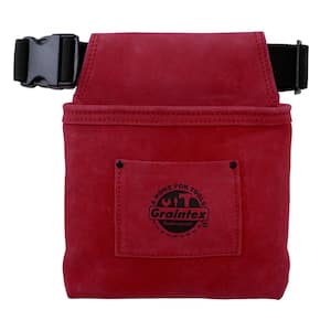 1-Pocket Nail and Tool Pouch with Burgundy Suede Leather Belt