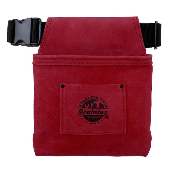 Graintex 1-Pocket Nail and Tool Pouch with Burgundy Suede Leather Belt