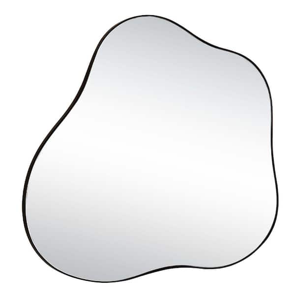 Unbranded Black 29.5 in. W x 31.5 in. Modern Wall Mirror with Irregular Cloud-Shaped