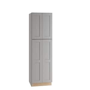 Newport Pearl Gray Painted Plywood Shaker Assembled Utility Pantry Kitchen Cabinet SftCls 24 in. W x 24 in. D x 84 in. H