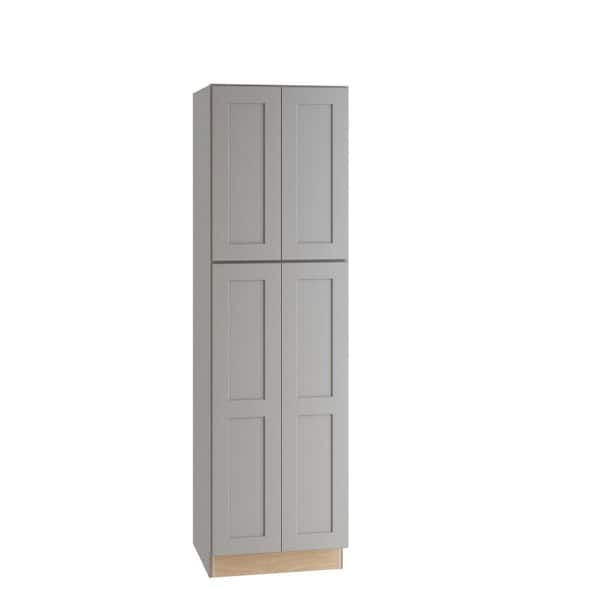 Home Decorators Collection Newport 24 in. W x 21 in. D x 84 in. H Assembled Plywood Vanity Linen Bath Cabinet in Pearl Gray with Soft Close