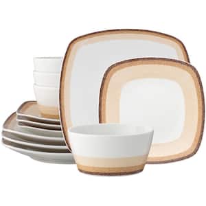 Colorscapes Layers Desert Porcelain 12-Piece Square Dinnerware Set (Service for 4)