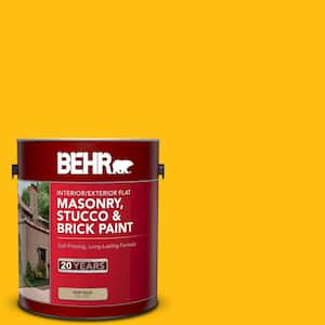 1 gal. #P290-7 Laser Lemon Flat Interior/Exterior Masonry, Stucco and Brick Paint