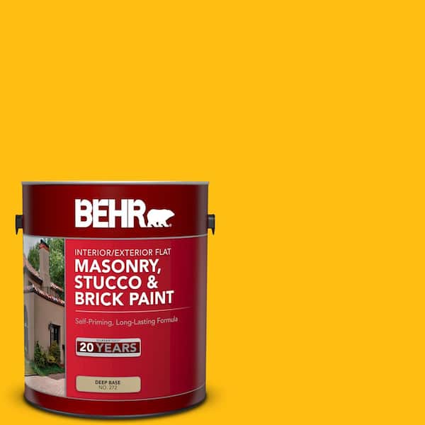 BEHR 1 gal. #P290-7 Laser Lemon Flat Interior/Exterior Masonry, Stucco and Brick Paint