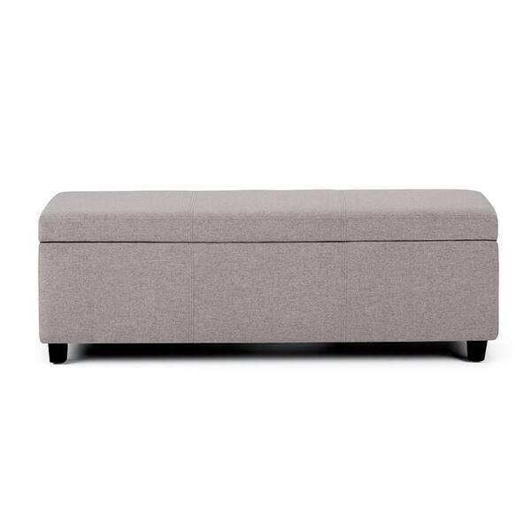 Brooklyn + Max Lincoln 48 inch Wide Contemporary Rectangle Storage Ottoman in Cloud Grey Linen Look Fabric