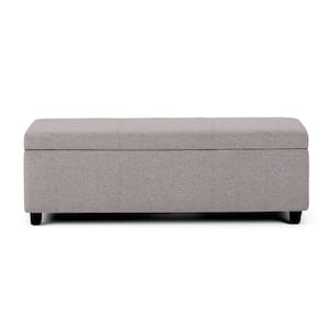 Avalon 48 in. Contemporary Storage Ottoman in Cloud Grey Linen Look Fabric