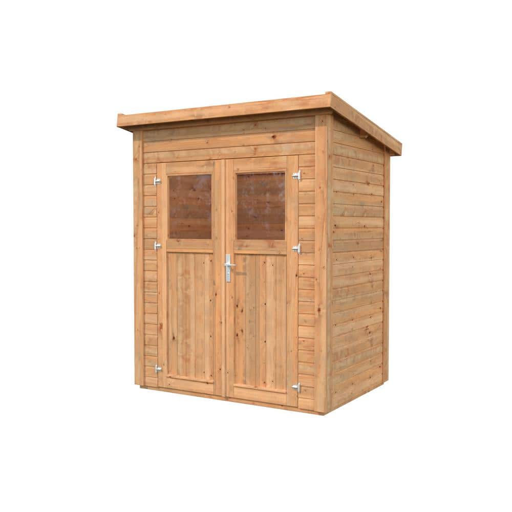 Nordic Spruce Wooden Lean-To Storage Shed with Double Doors and Windows