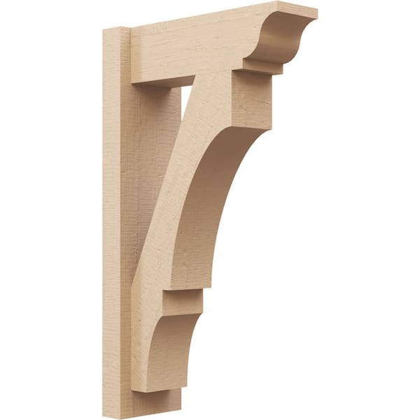Ekena Millwork 6 in. x 28 in. x 16 in. Balboa Traditional Rough Cedar Woodgrain Timberthane Polyurethane Outlooker, Primed Tan