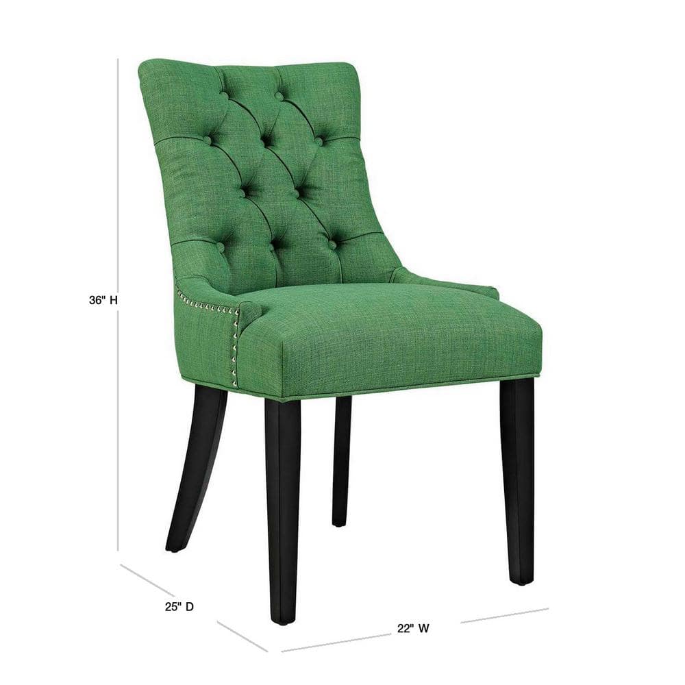 Regent Kelly Green Upholstered Tufted Side Chair with Wood Legs