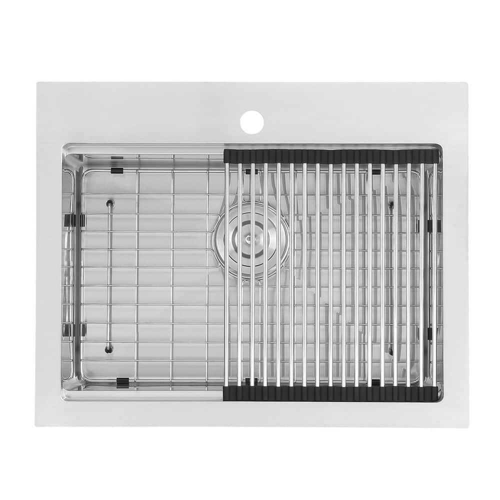 Ancona Satin Stainless Steel 25 " Single Bowl Undermount or DropIn