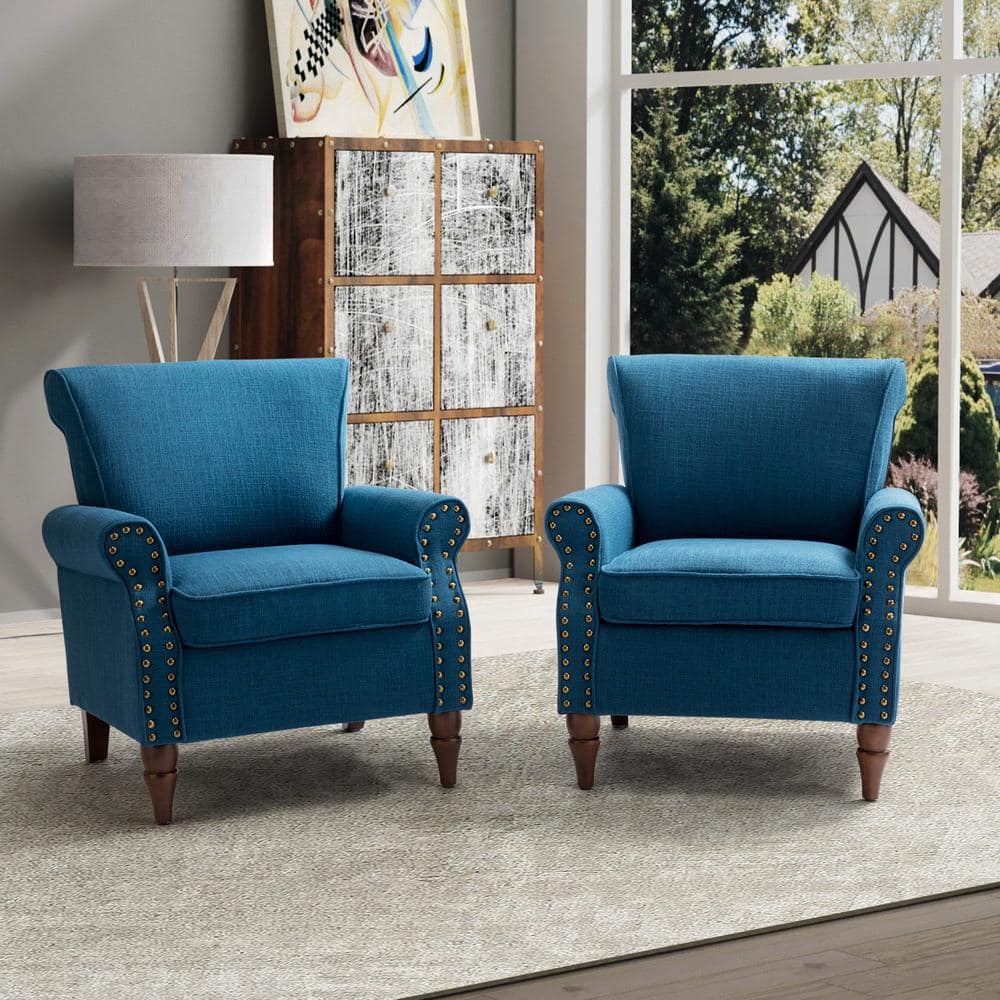 【2脚セット】SPECIAL OTHERS CHAIR JAYDEN CREATION Cythnus Traditional 30 in. Navy Upholstered