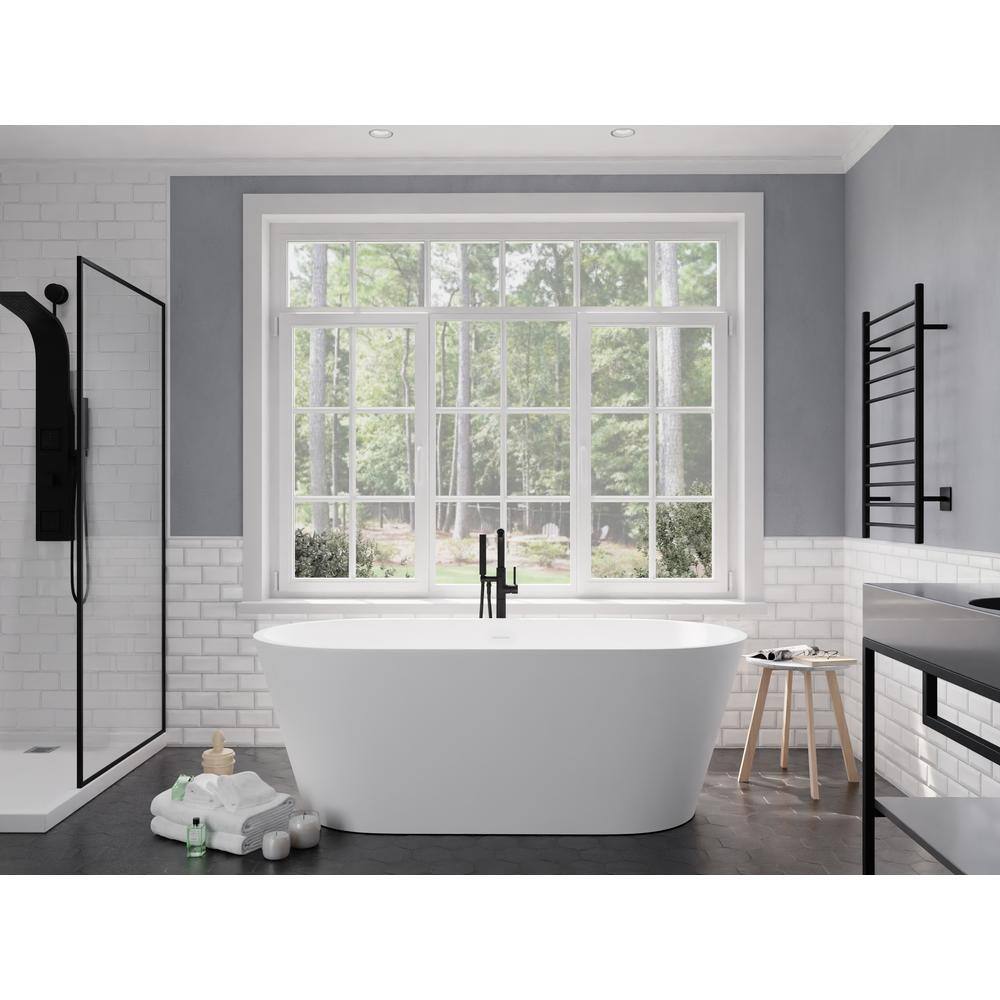 Roccia 61.4'' White Solid Surface Freestanding Bathtub