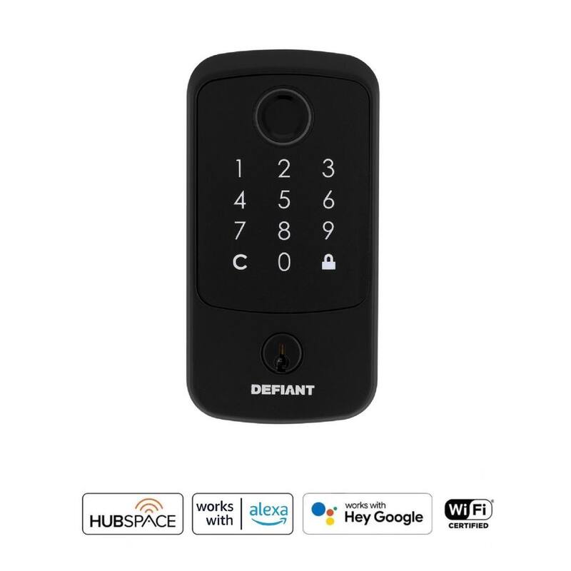 Hubspace Matte Black Square Biometric Fingerprint Electronic Touchpad Deadbolt