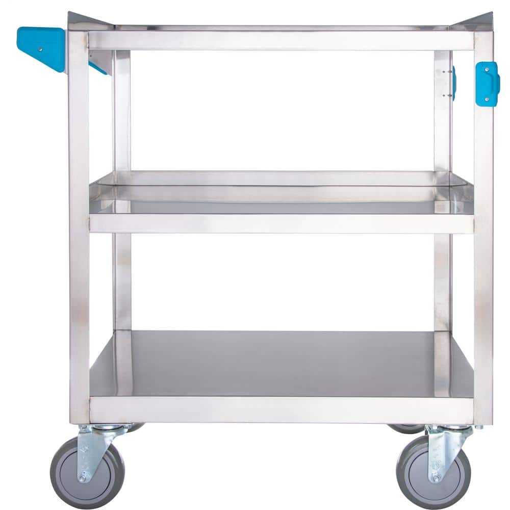 Large Silver Stainless Steel 3-Shelf Utility Cart