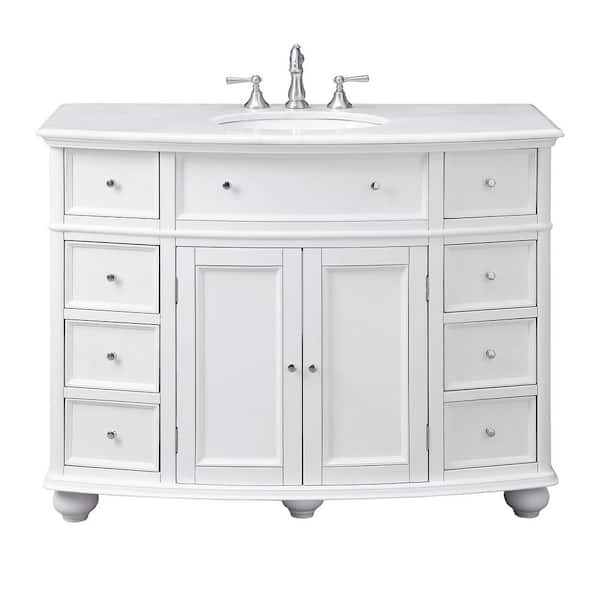 Home Decorators Collection Hampton Harbor 45 In W X 22 D Bath Vanity White With Natural Marble Top Bf 23148 Wh - Home Depot Decorators White
