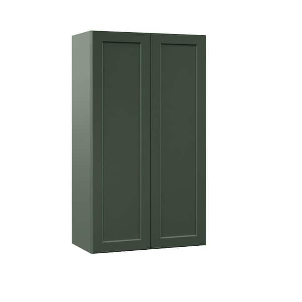 Hampton Bay Designer Series Melvern 24 in. W 12 in. D 42 in. H Assembled Shaker Wall Kitchen Cabinet in Forest
