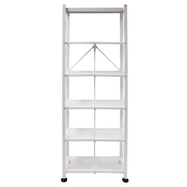 Origami 6-Tier Folding Multipurpose Bookcase in White