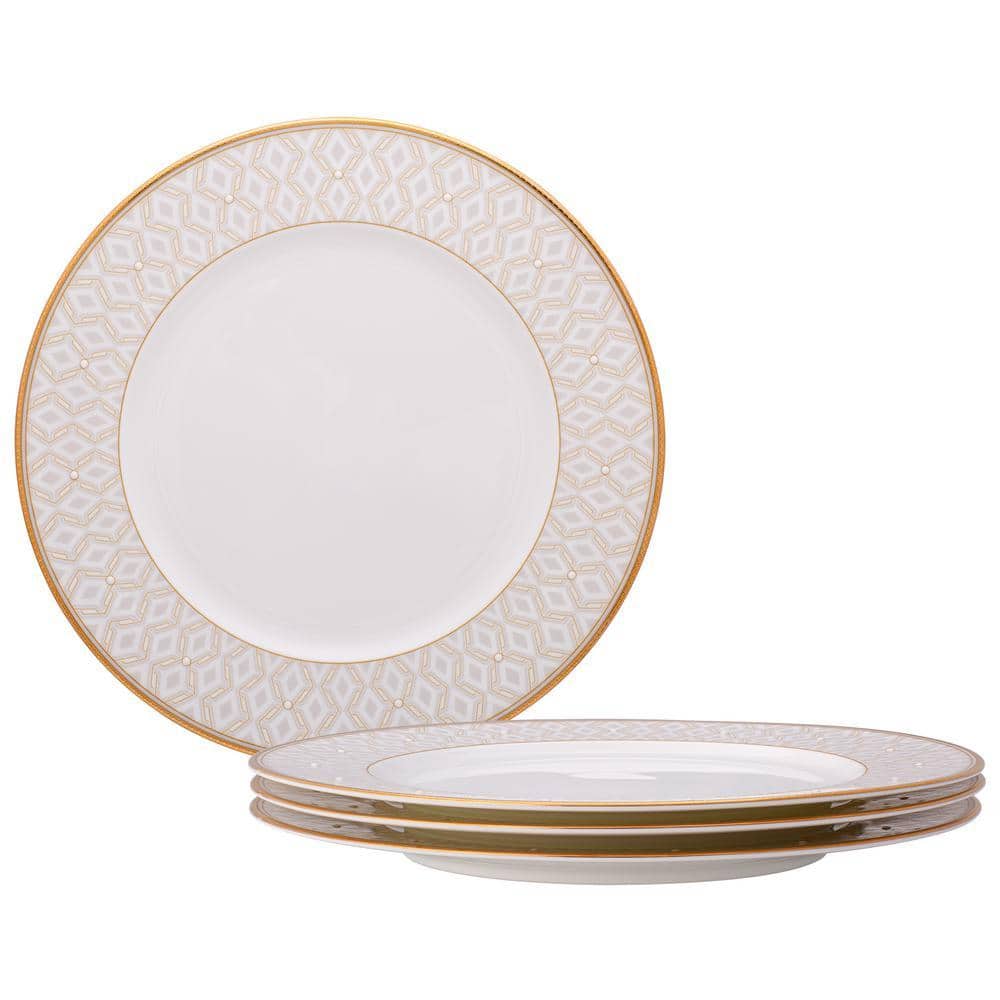 Noritake 皿 ホワイト/ゴールド 11点セット Noritake Noble Pearl 11 in. (White) Bone China Dinner Plates, (Set