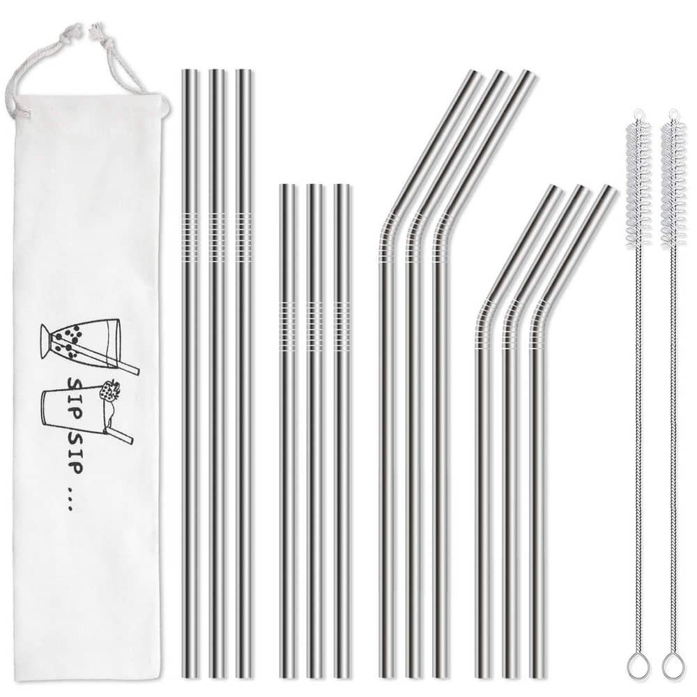 Disposable Stainless Steel Straws with Case, Dishwasher Safe 2 Cleaning Brushes for 30 oz. and 20 oz. Tumblers (12-Pack) price history on PriceWatchPro
