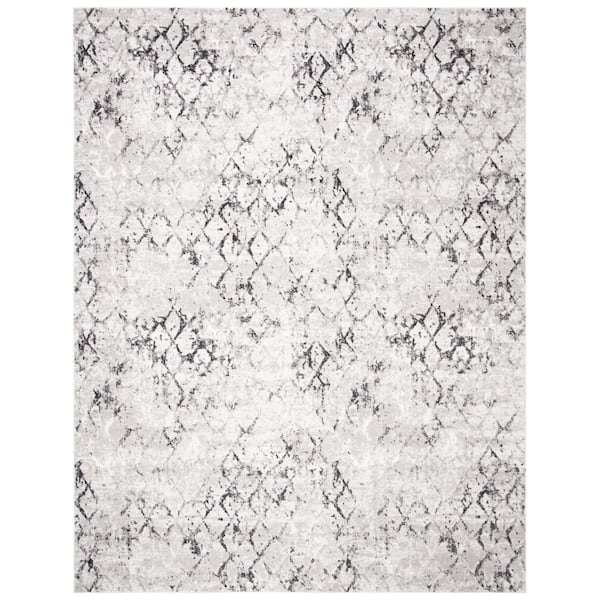 Amelia Gray/Light Gray 12 ft. x 18 ft. Abstract Diamond Area Rug