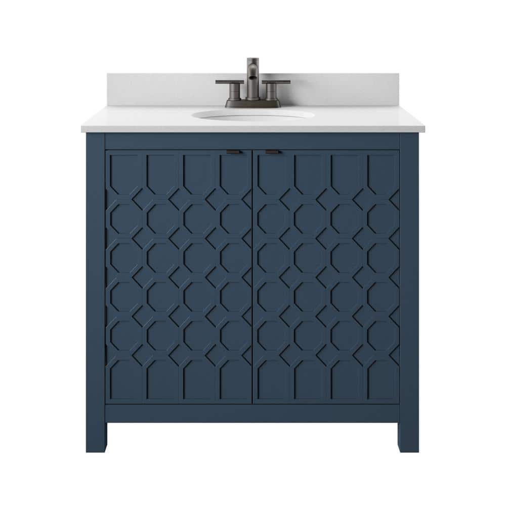 Franklin Blue MDF Single Vanity with White Ceramic Sink