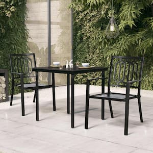 Stackable Outdoor Metal Arm Patio Dining Chairs (Set of 4)